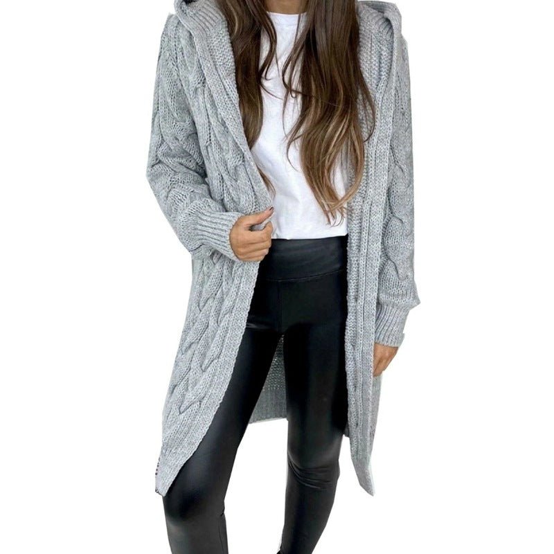 Hooded Knit Cardigan Coat Overcoat Women - Babyvera