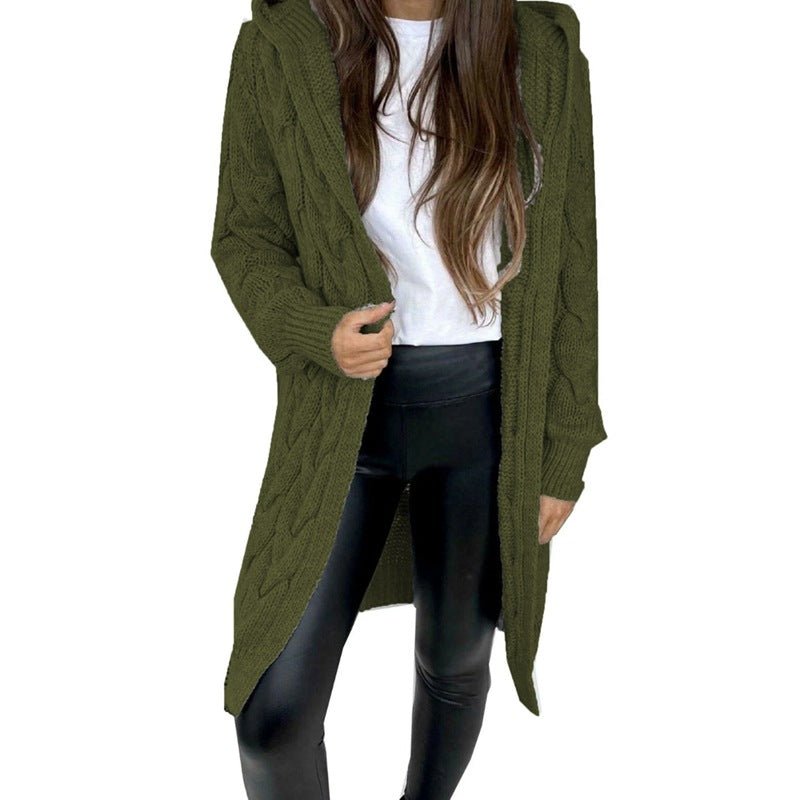 Hooded Knit Cardigan Coat Overcoat Women - Babyvera