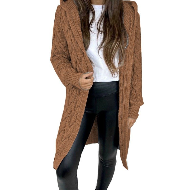 Hooded Knit Cardigan Coat Overcoat Women - Babyvera