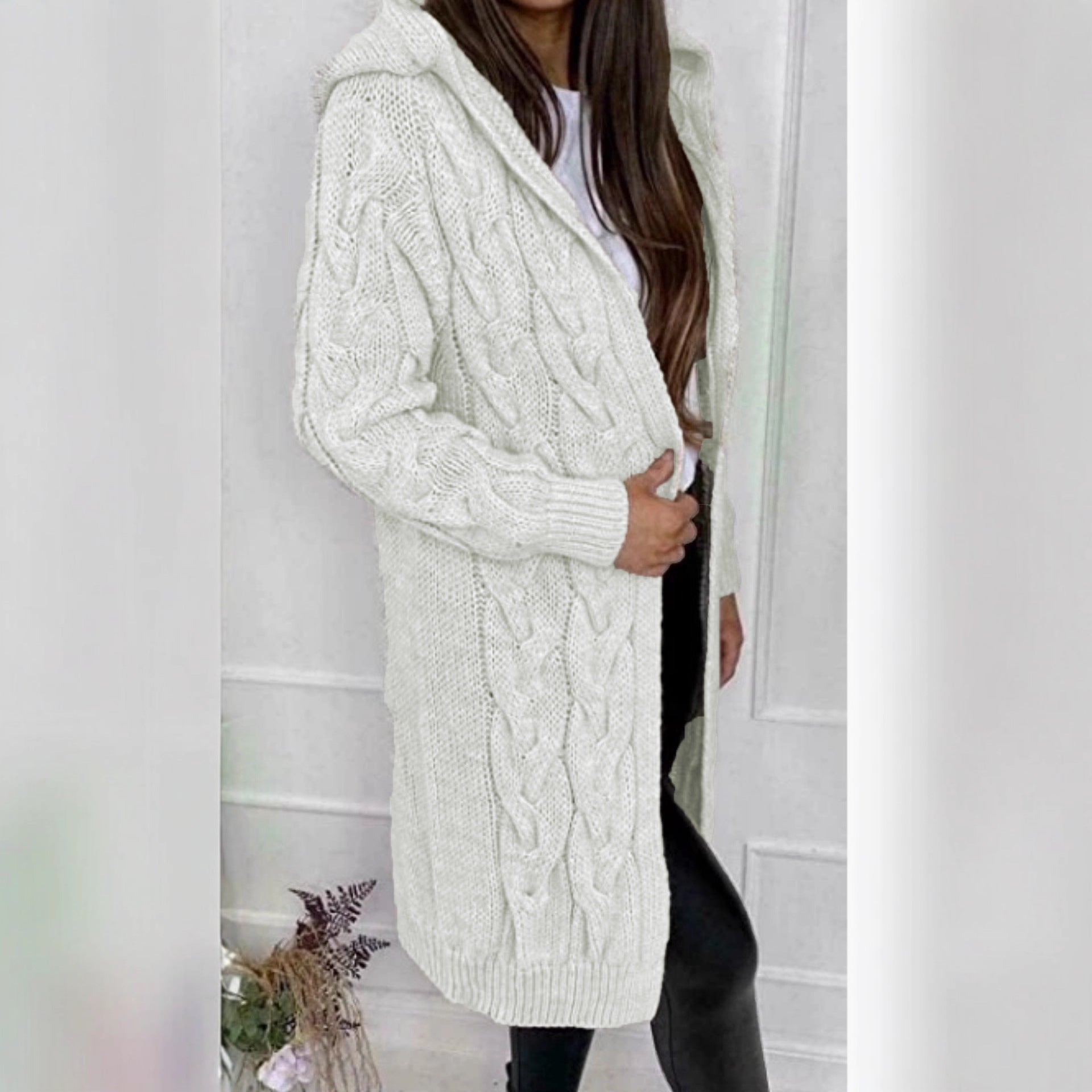 Hooded Knit Cardigan Coat Overcoat Women - Babyvera