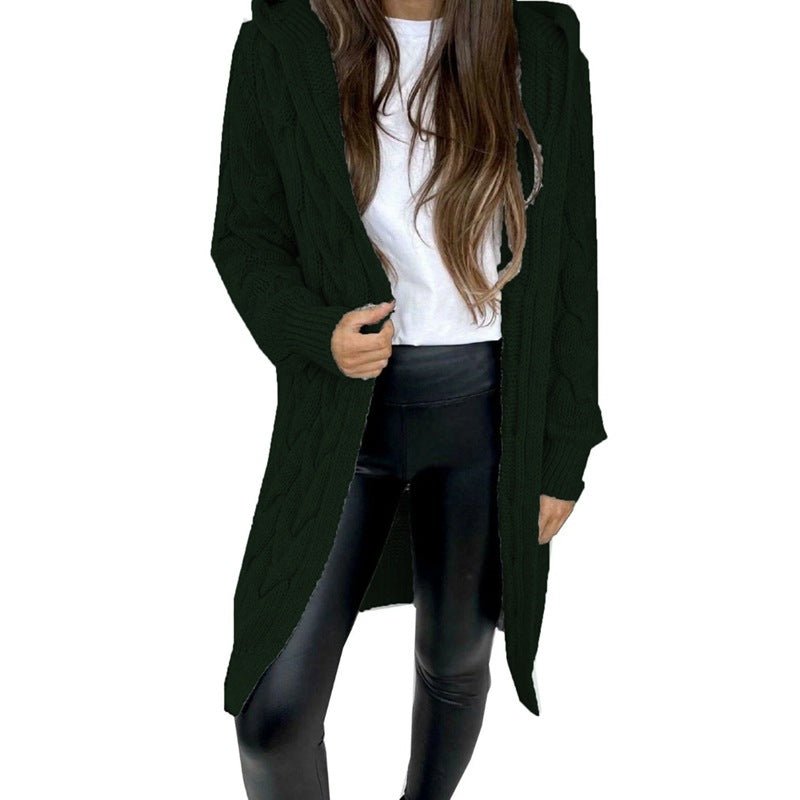 Hooded Knit Cardigan Coat Overcoat Women - Babyvera
