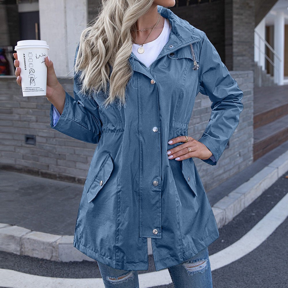 Hooded Zipper Raincoat Coat For Women - Babyvera
