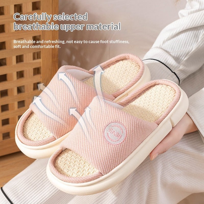 Household Spring And Autumn Indoor Home And Office Cotton And Linen Slippers - Babyvera