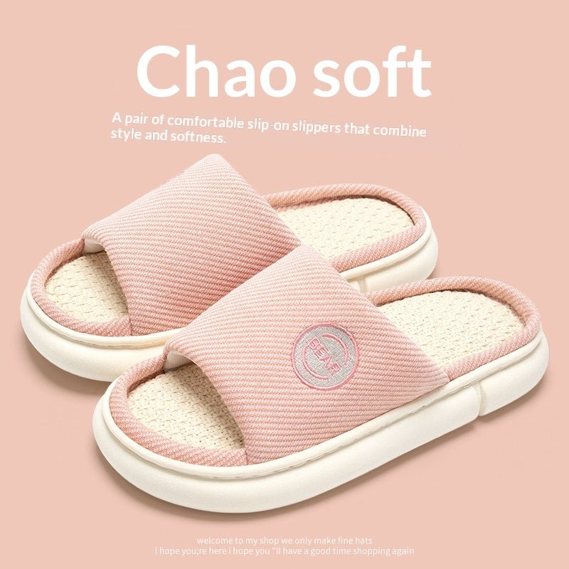Household Spring And Autumn Indoor Home And Office Cotton And Linen Slippers - Babyvera
