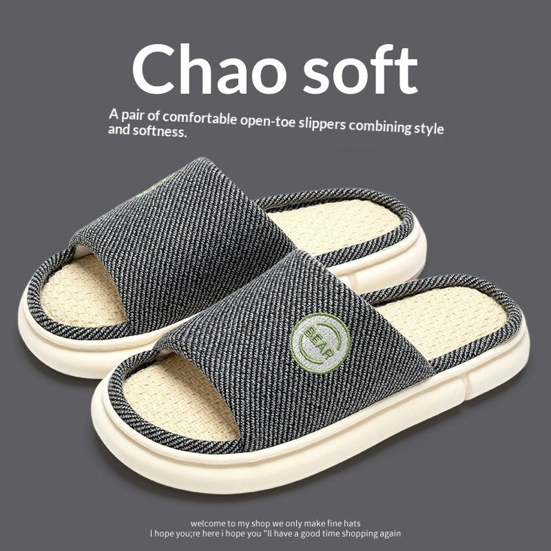 Household Spring And Autumn Indoor Home And Office Cotton And Linen Slippers - Babyvera