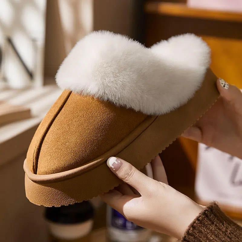 Indoor Warm Anti - slip Thick Sole Deodorant Couple Cotton Slippers - Babyvera