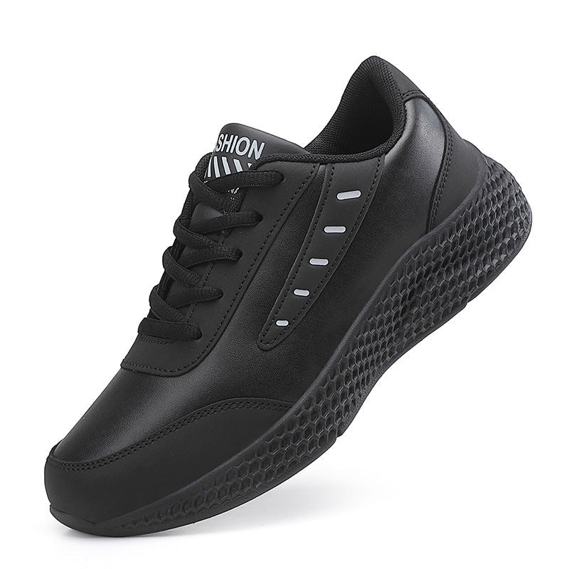 Leather Women's Shoes Casual Sneaker Round Toe Flat Heel Women's Running Shoes - Babyvera