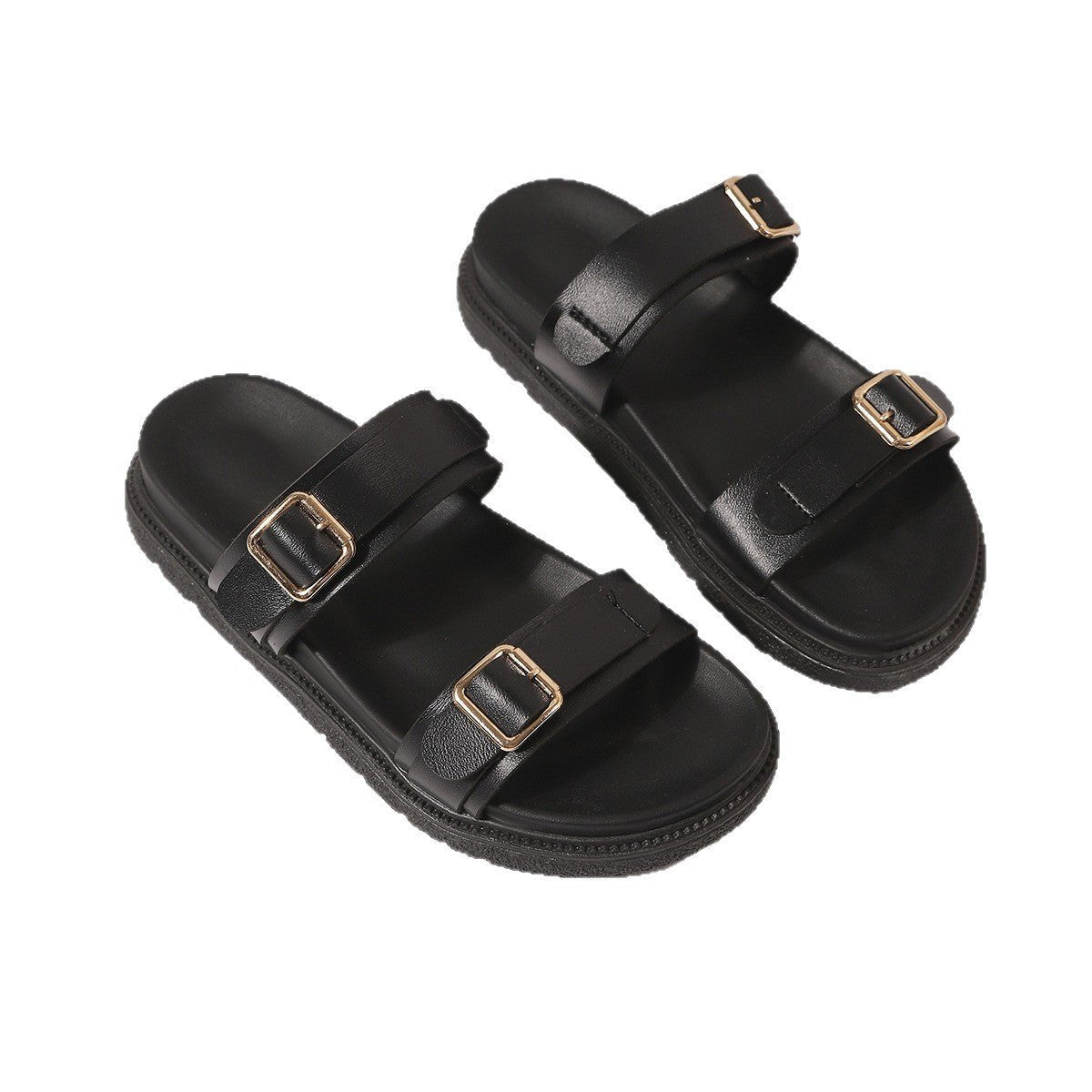 Loafers And Thick - soled Slippers Fashion Buckle Strappy Beach Sandals For Women - Babyvera