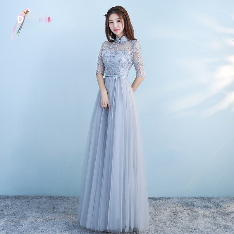 Long Bridesmaid Blue Wedding Dress Girlfriends Party Dress - Babyvera