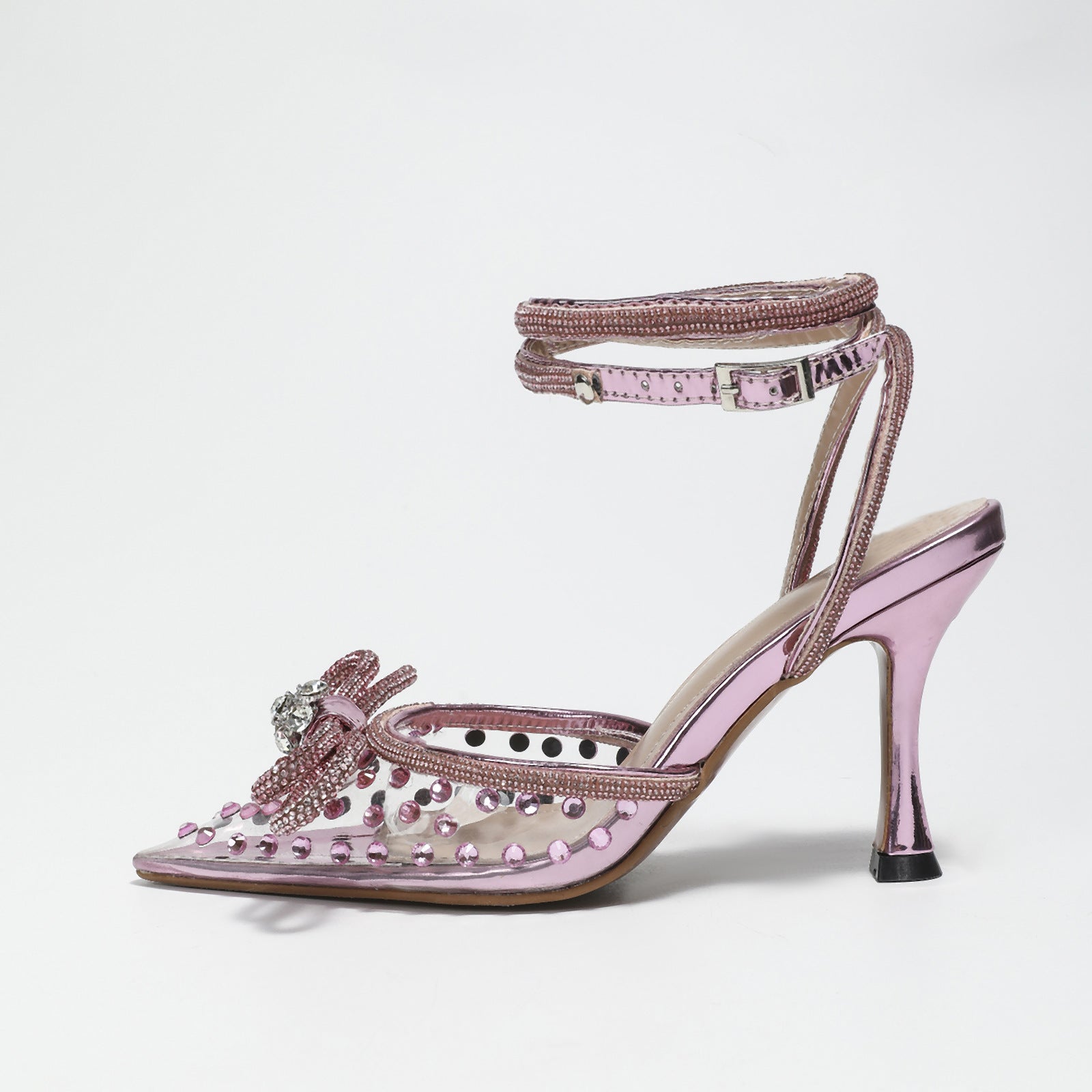Mach New Summer Transparent Pink Stiletto Bow Women's Shoes - Babyvera