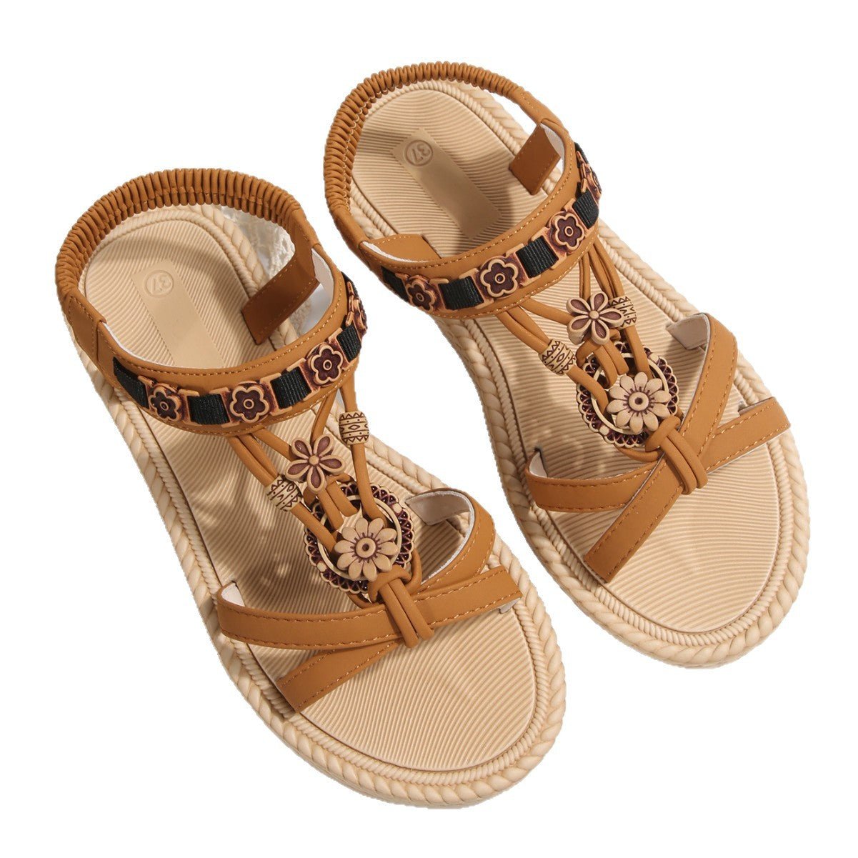 New Large Size Flat Bottom Ultra - light Sole Beaded Sandals - Babyvera