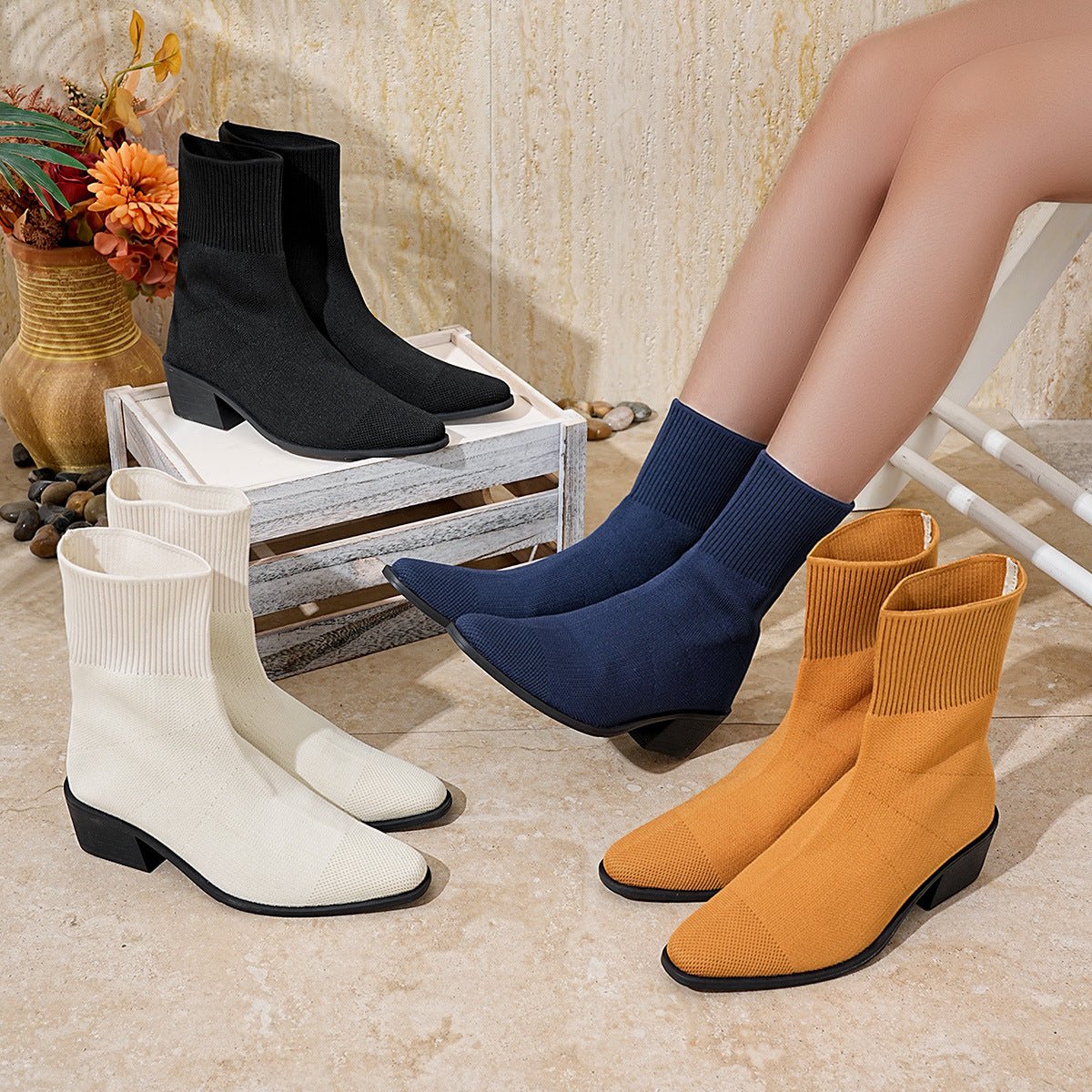 New Style Mid - calf Pointed - toe Socks That Flatter And Slim The Legs Paired With Ankle Boots - Babyvera