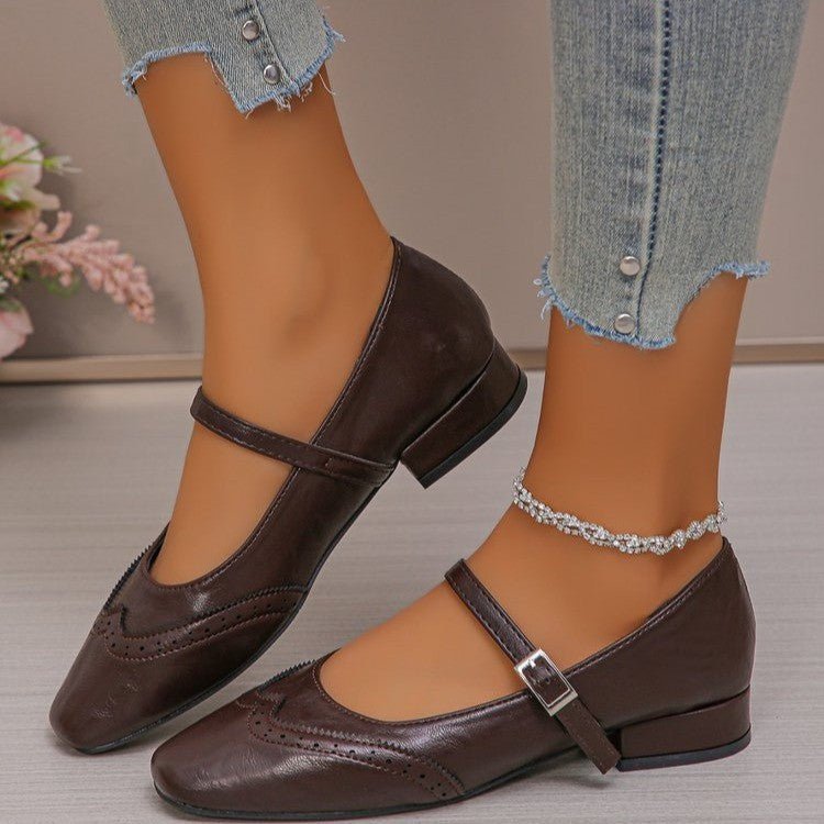 New Style Women's Casual Peep - toe Pumps With A Single Strap Buckle - Babyvera