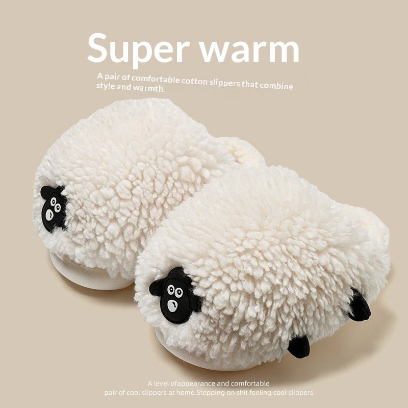 New Women's Winter Cartoon Sheepskin Cotton Slippers For Indoor Wear - Babyvera