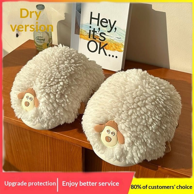 New Women's Winter Cartoon Sheepskin Cotton Slippers For Indoor Wear - Babyvera
