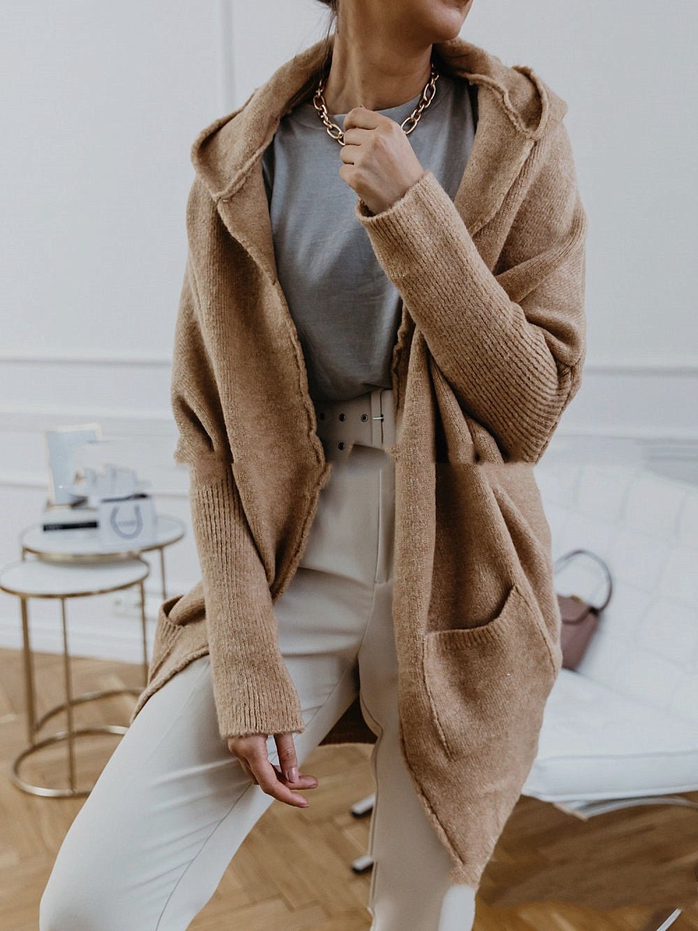 Pocket commuter knit sweater coat women - Babyvera