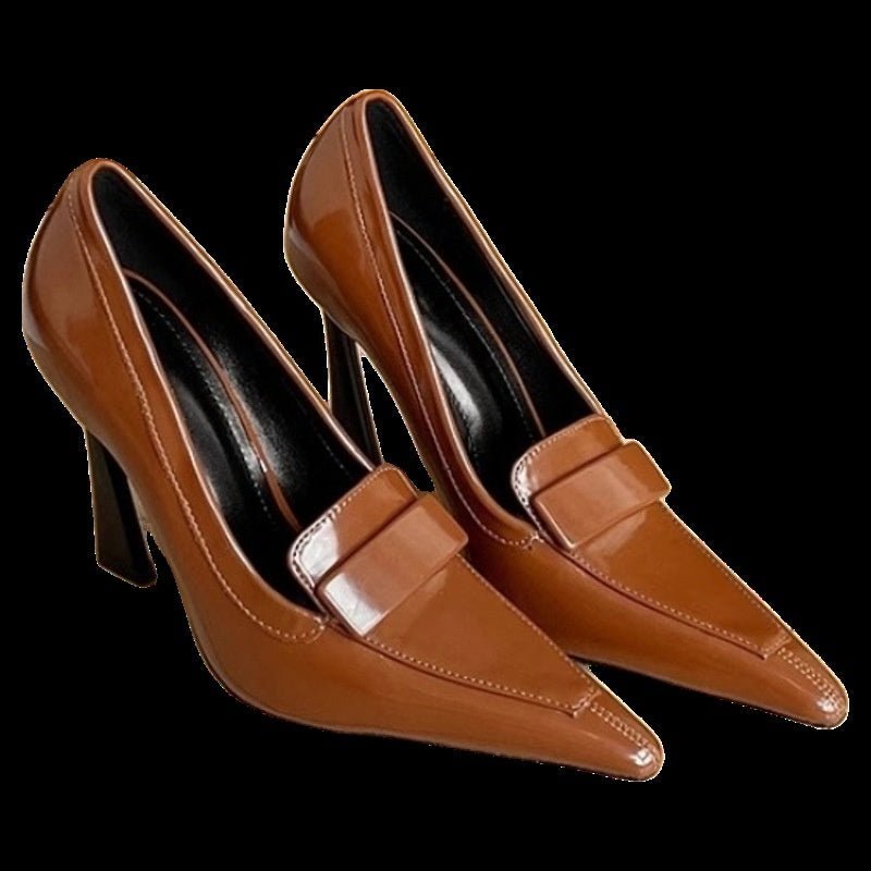 Retro Pointed Elegant Women's Commuting Stiletto Patent Leather High Heels - Babyvera
