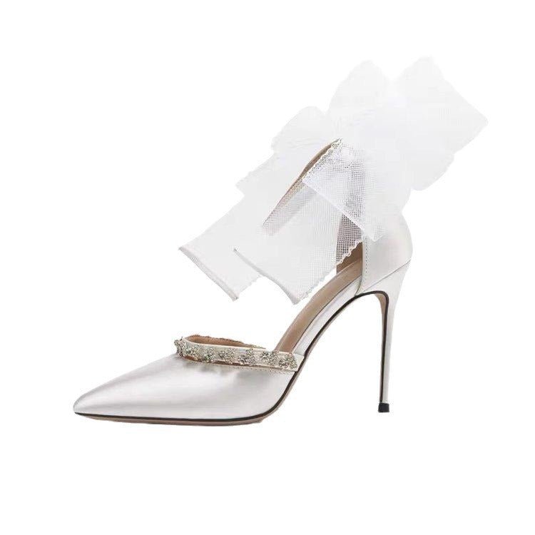 Rhinestone Bow High Heel Sandals - Babyvera