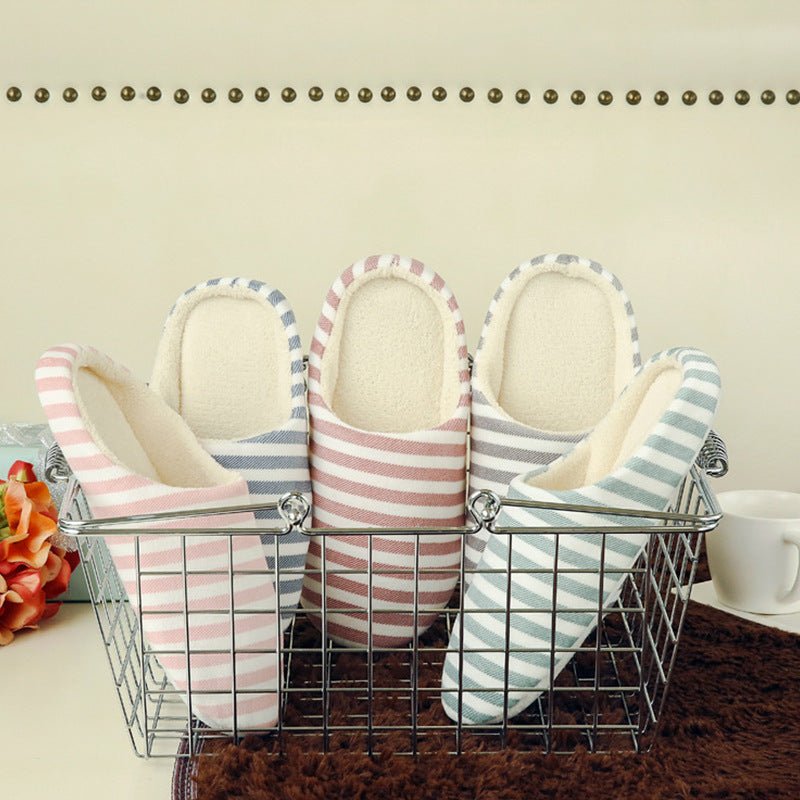 Softsoled Ultrasoft Velvet Cotton Slippers Striped Indoor Floor And Home Cotton Slippers - Babyvera