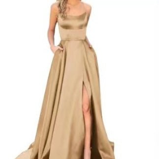 Solid Color Long Slimming And Shoulder Hollow Girlfriends Fashion Bridesmaid Party Dress - Babyvera
