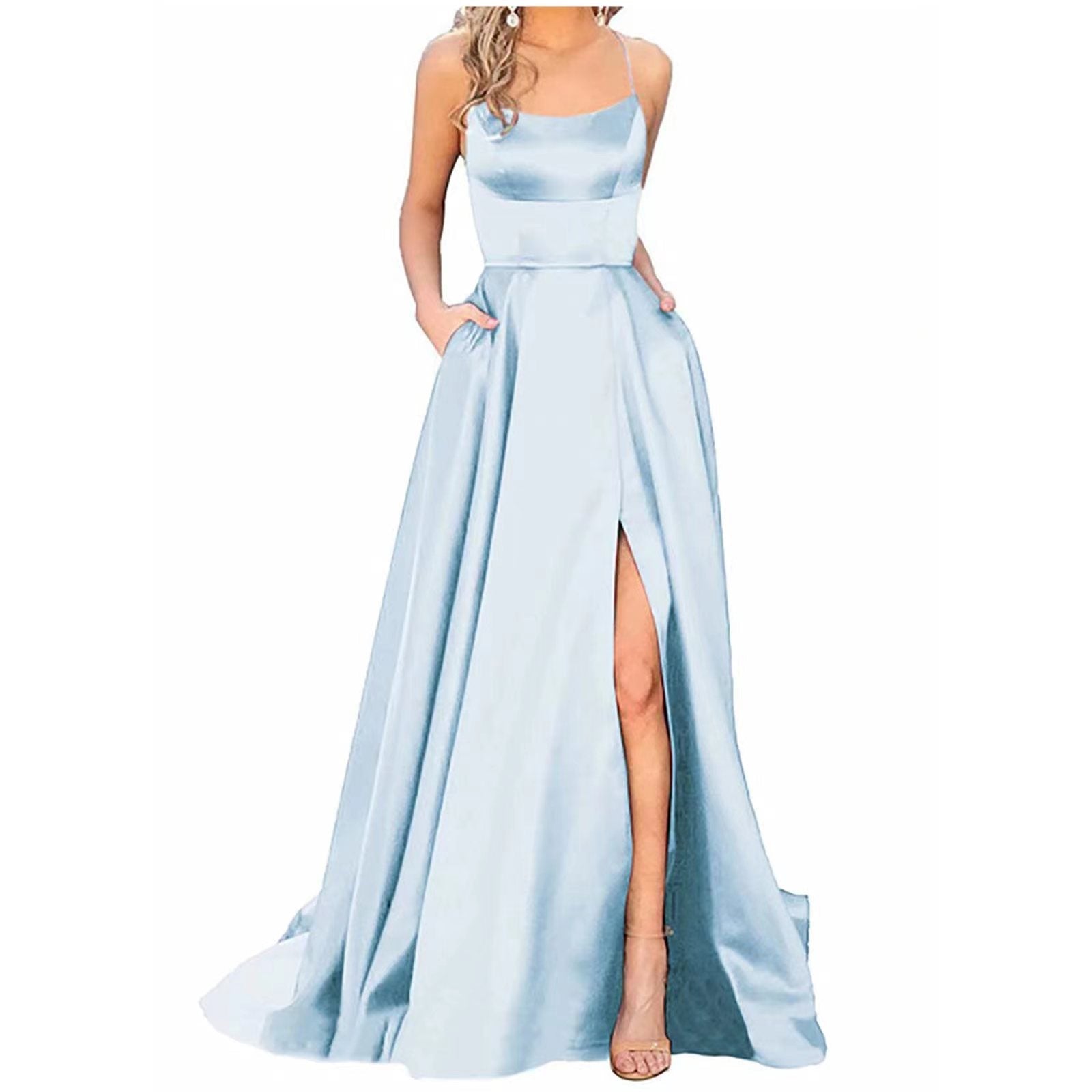 Solid Color Long Slimming And Shoulder Hollow Girlfriends Fashion Bridesmaid Party Dress - Babyvera