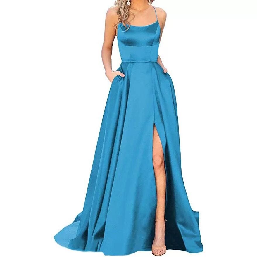 Solid Color Long Slimming And Shoulder Hollow Girlfriends Fashion Bridesmaid Party Dress - Babyvera