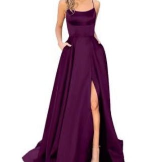 Solid Color Long Slimming And Shoulder Hollow Girlfriends Fashion Bridesmaid Party Dress - Babyvera