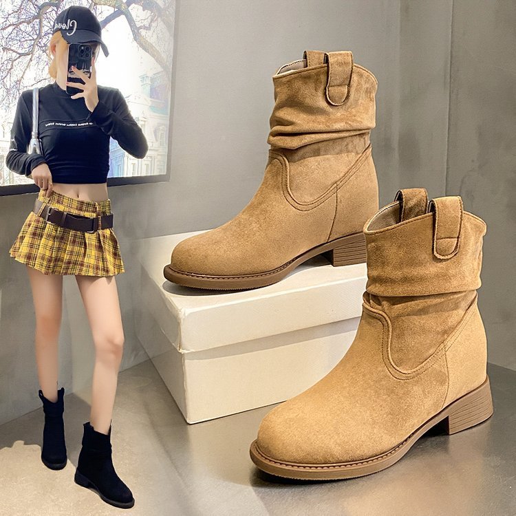 Suede Slimming Chunky - heel Fashion Ankle Boots For Women - Babyvera