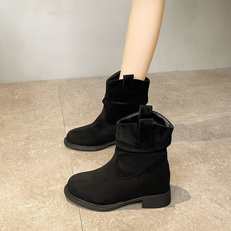 Suede Slimming Chunky - heel Fashion Ankle Boots For Women - Babyvera