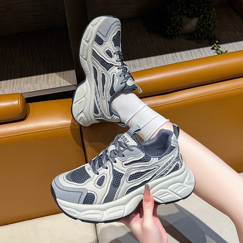 Thick Bottom Breathable Gray Mesh Board Shoes Female - Babyvera