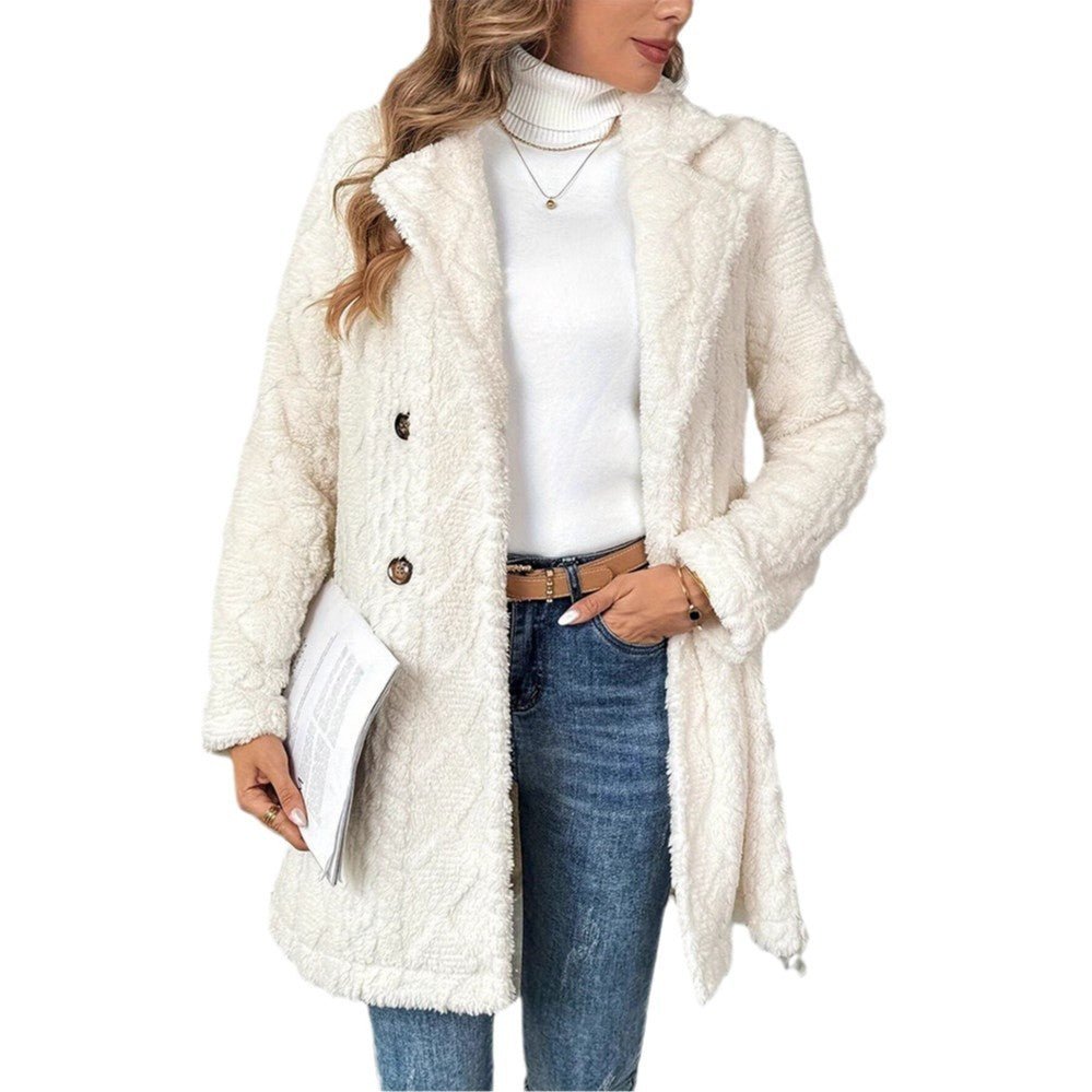 Warm Double Breasted Coat For Women - Babyvera
