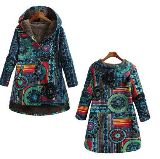 Women Winter Floral Printed Coat Vintage - Babyvera
