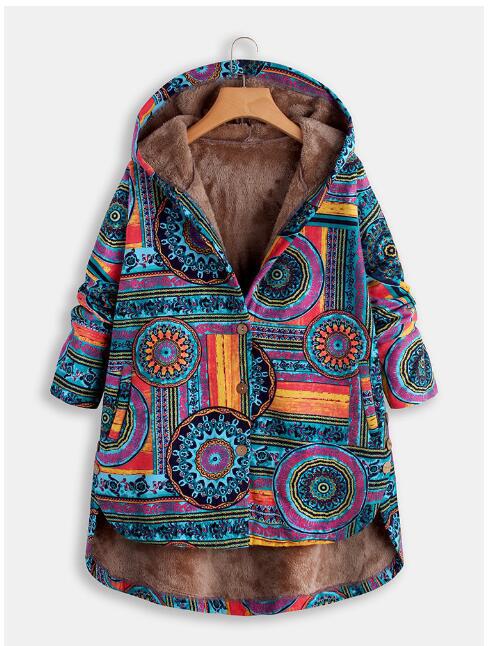 Women Winter Floral Printed Coat Vintage - Babyvera