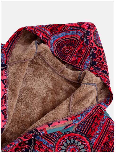 Women Winter Floral Printed Coat Vintage - Babyvera