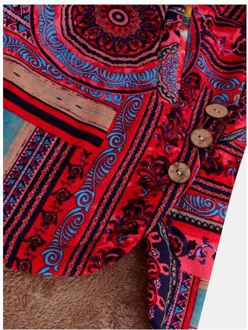 Women Winter Floral Printed Coat Vintage - Babyvera
