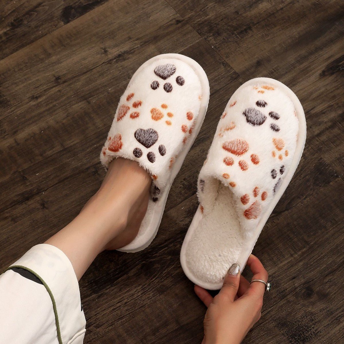 Women's Cartoon Print Versatile Velvet Cotton Slippers - Babyvera
