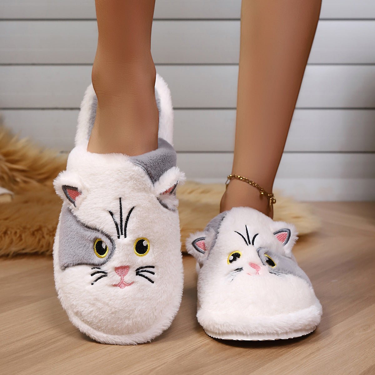 Women's Cotton Slippers Minimalist Design Winter Cartoon Pattern - Babyvera