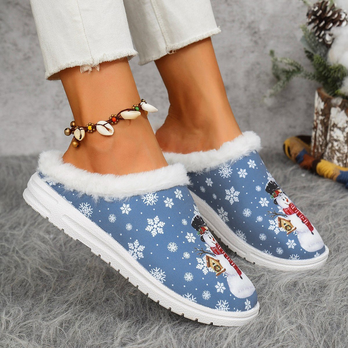 Womens Cozy, Thick - soled Cotton Slippers For Christmas - Babyvera