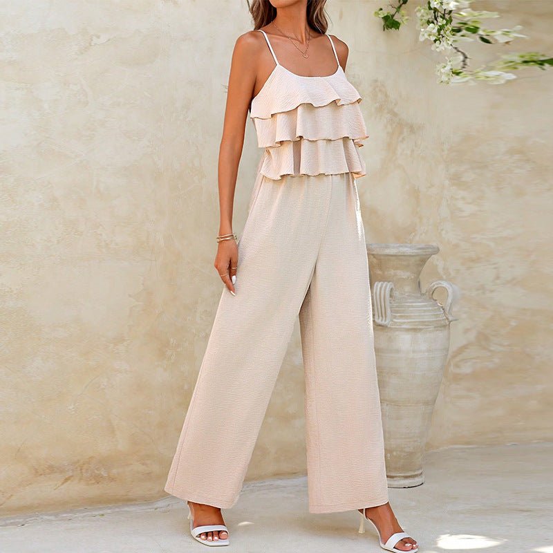 Women's European And American Style Lotus Leaf Suspender Jumpsuit - Babyvera
