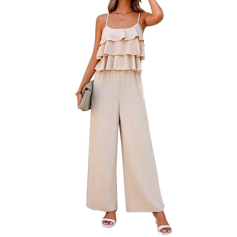 Women's European And American Style Lotus Leaf Suspender Jumpsuit - Babyvera