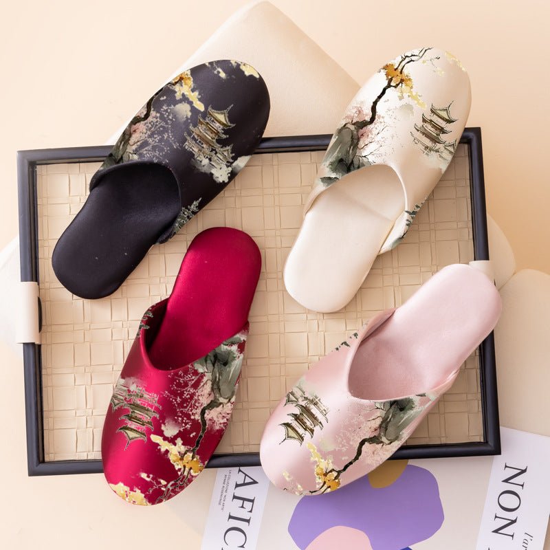 Women's Fashionable Non - slip Printed Fabric Slippers - Babyvera