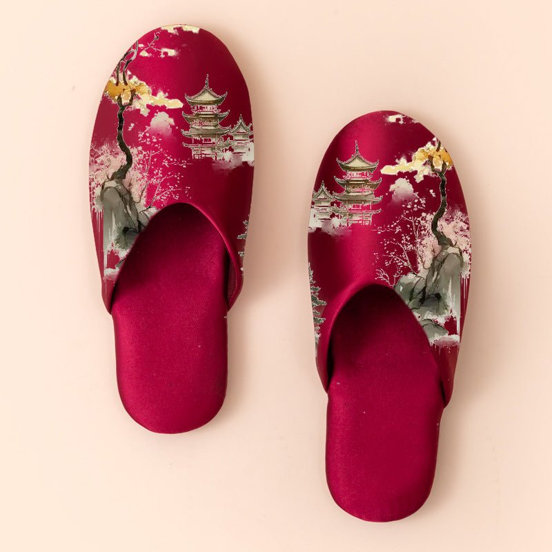 Women's Fashionable Non - slip Printed Fabric Slippers - Babyvera