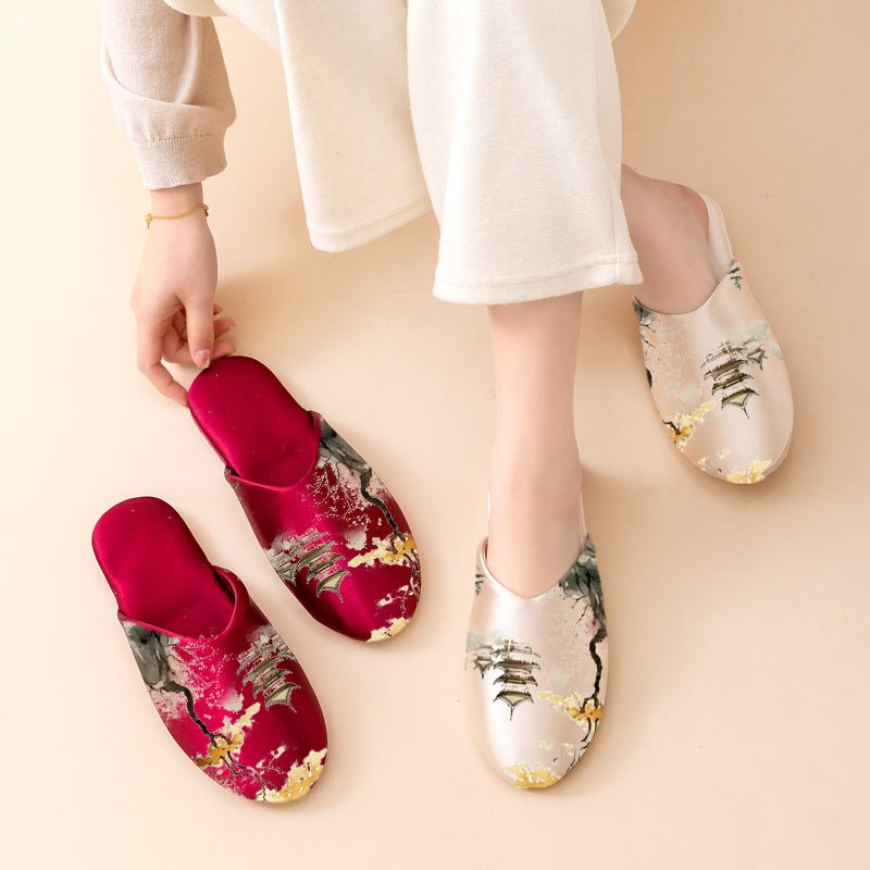 Women's Fashionable Non - slip Printed Fabric Slippers - Babyvera