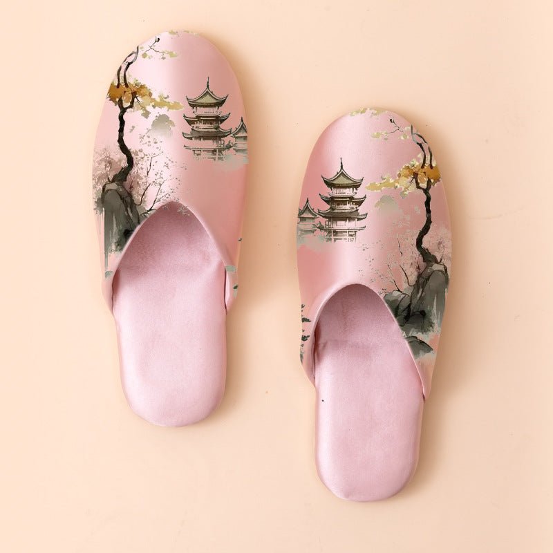 Women's Fashionable Non - slip Printed Fabric Slippers - Babyvera