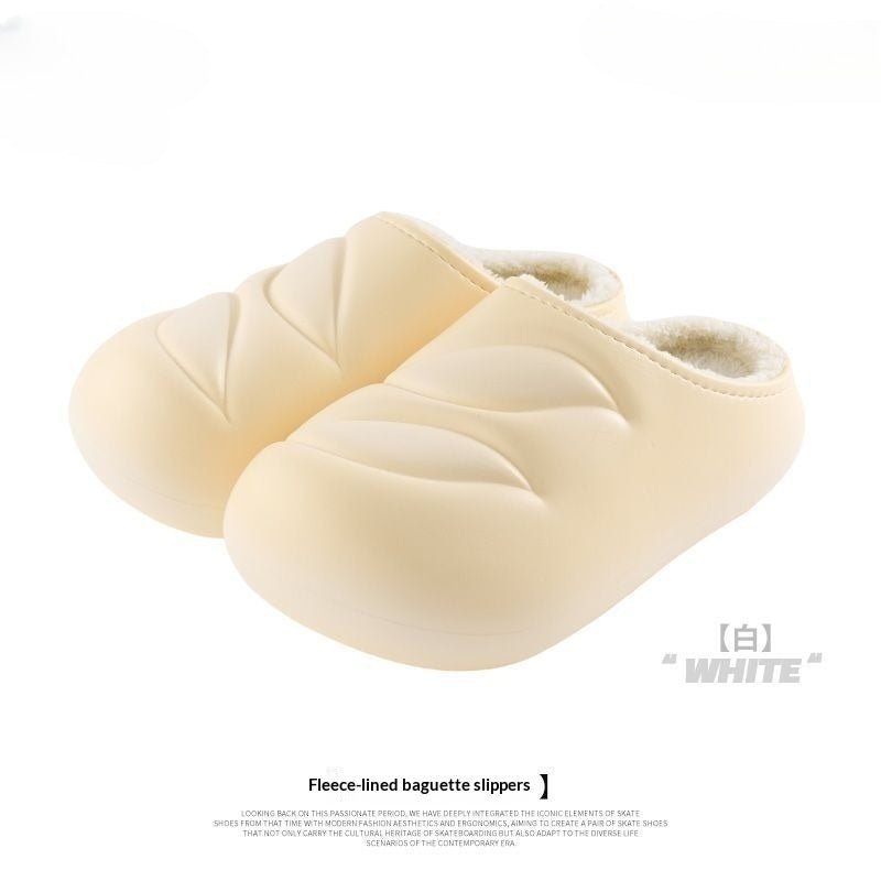 Women's Indoor Slippers With Bread - shaped Plush Lining And Soft Soles - Babyvera