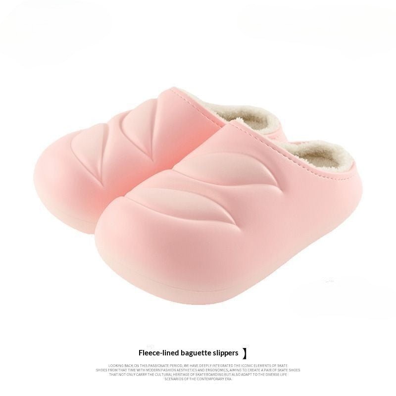 Women's Indoor Slippers With Bread - shaped Plush Lining And Soft Soles - Babyvera