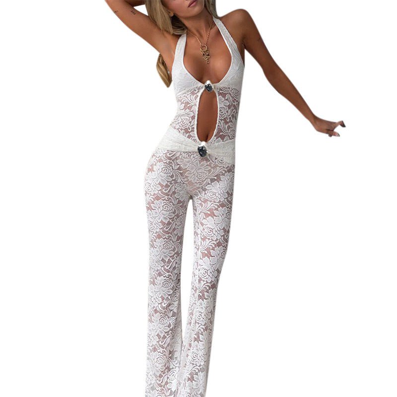 Women's Lace Hollow Backless Jumpsuit - Babyvera
