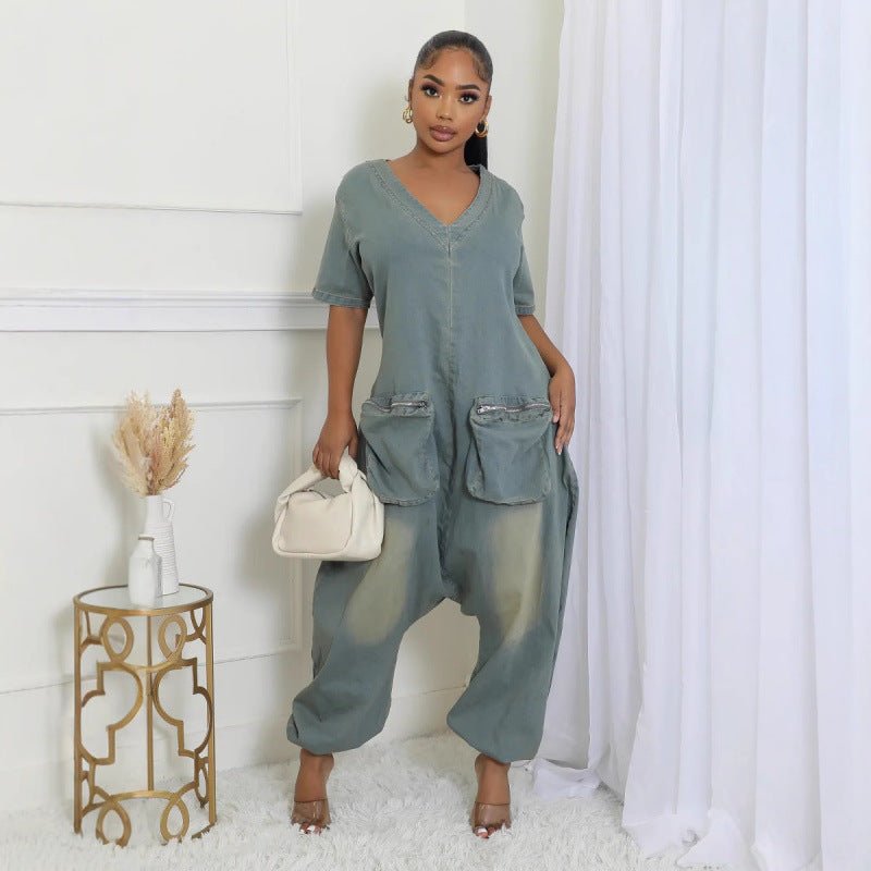 Women's Loose Crotch Jumpsuit Retro Personality - Babyvera