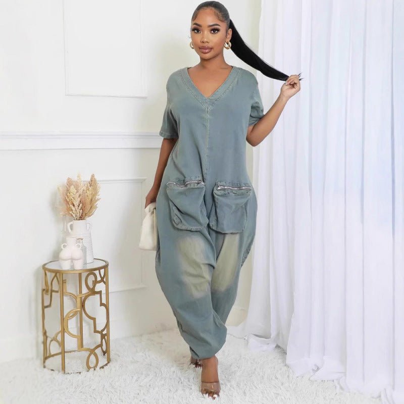 Women's Loose Crotch Jumpsuit Retro Personality - Babyvera