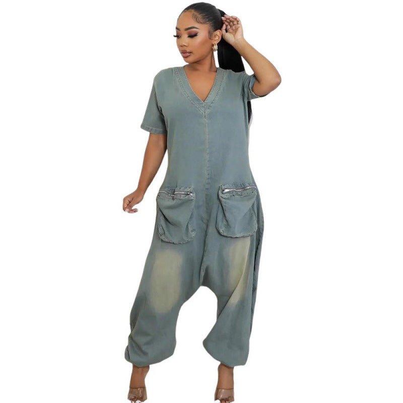 Women's Loose Crotch Jumpsuit Retro Personality - Babyvera